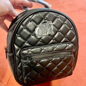 Badgley Mischka Black Quilted Mini Backpack